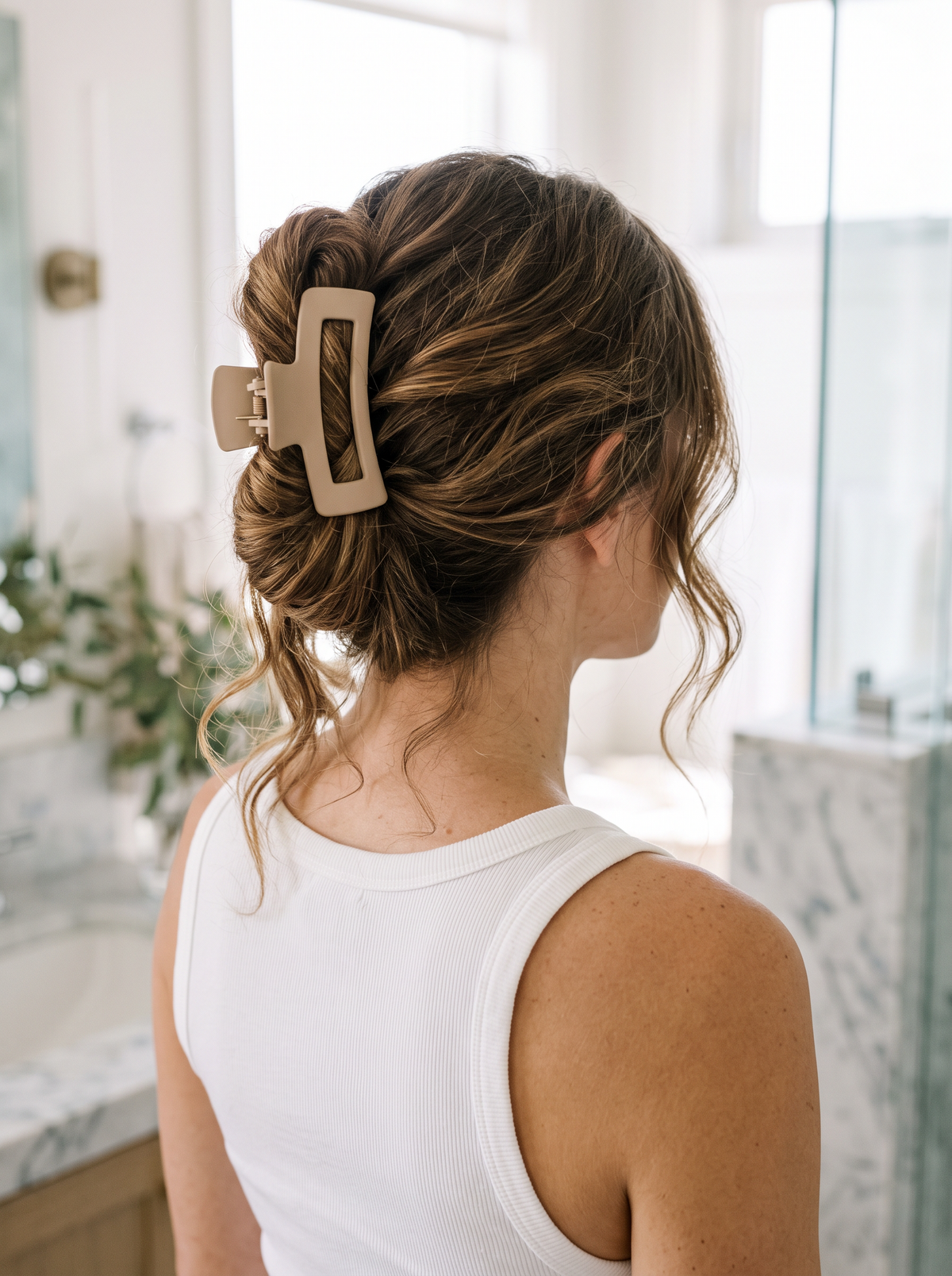 Claw clip holding an effortless updo