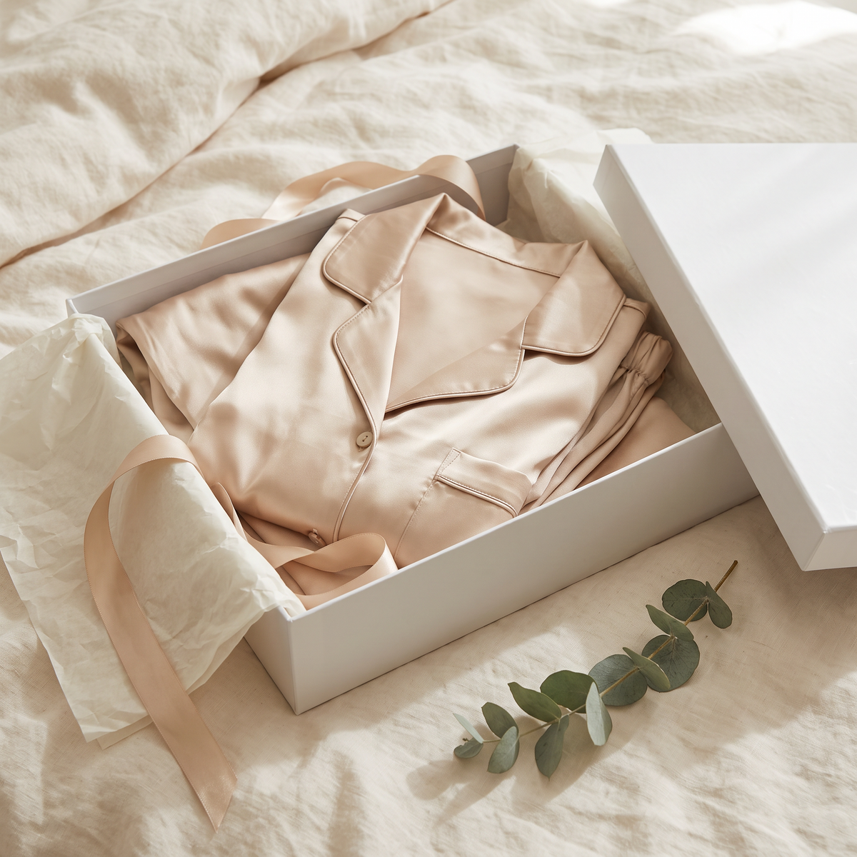 Satin pajama set in a gift box
