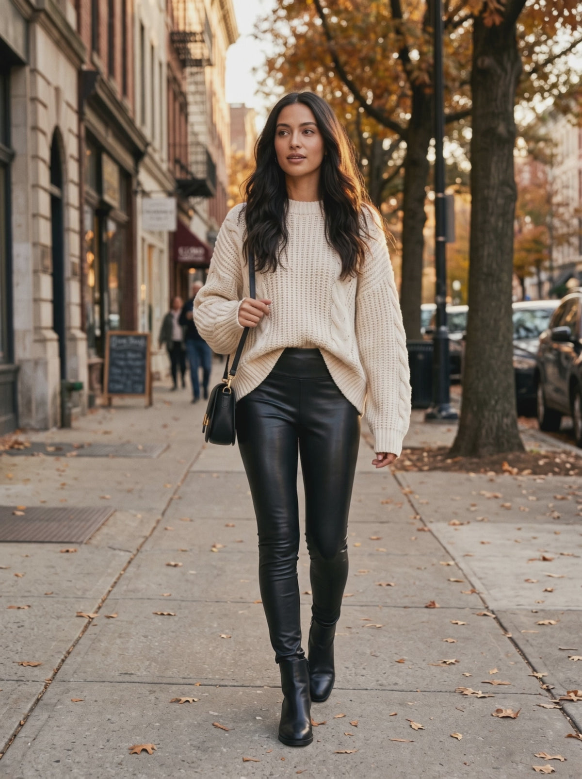 Faux Leather High-Waist Leggings